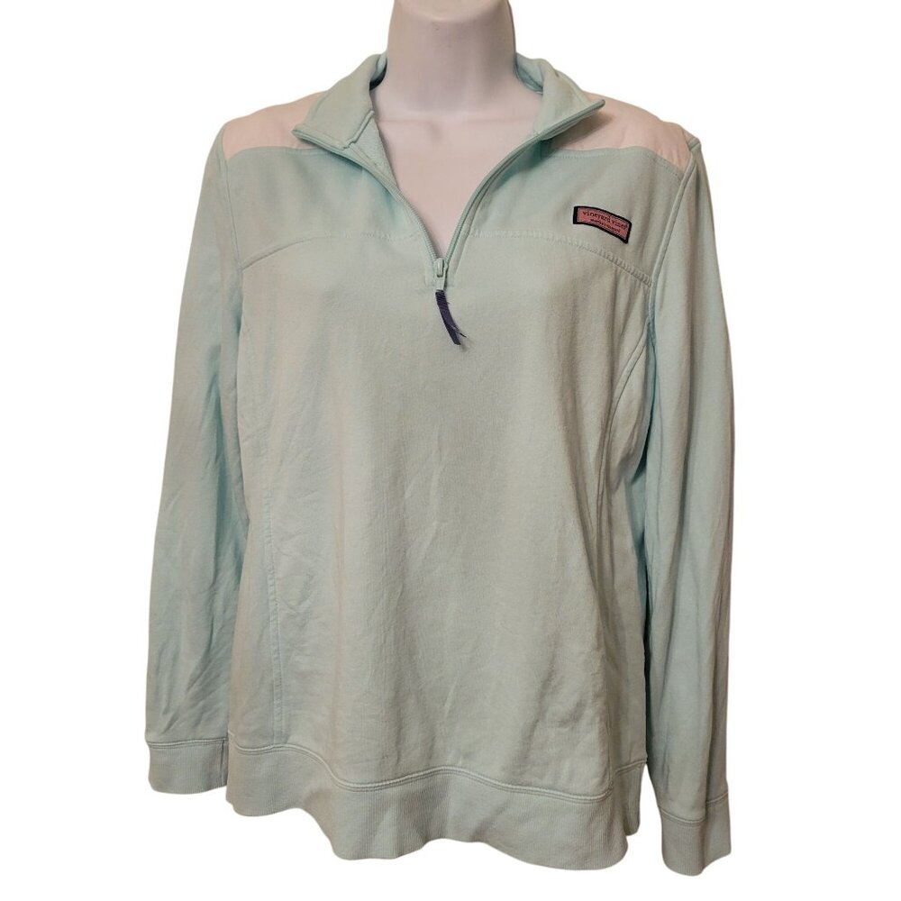 Vineyard Vines Zip Sweatshirt‎ M Cotton SHEP Shirt Blue Embroidered Cozy Winter
